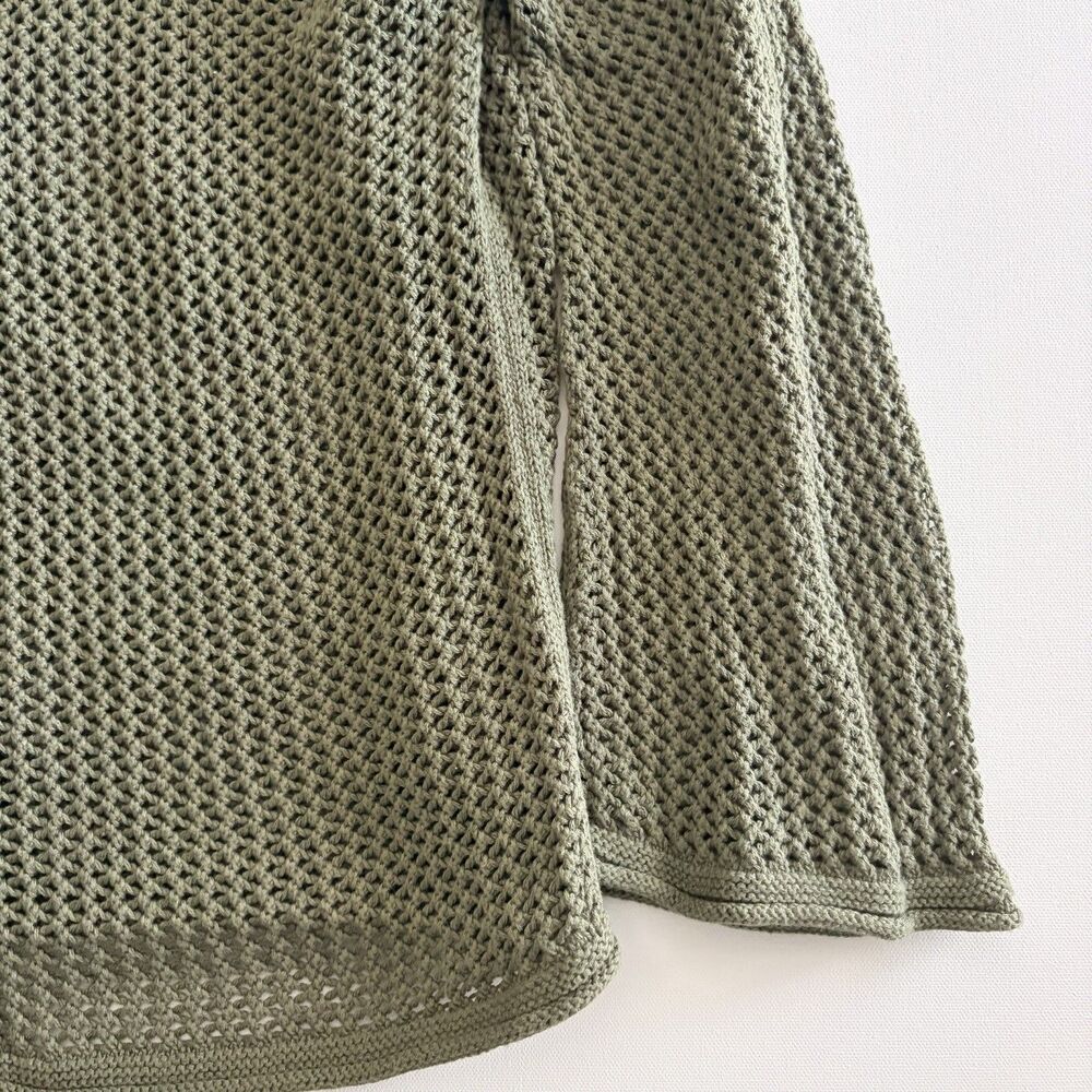 Banana Republic Women’s Open Stitch Knit Sweater Vegan Green Size Medium - Picture 4 of 12